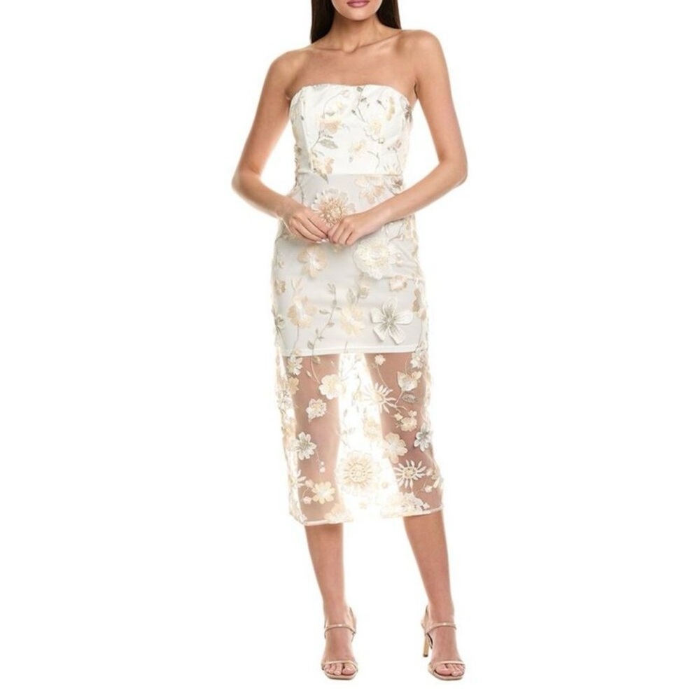 Sam Edelman Strapless White 3D Floral Dress